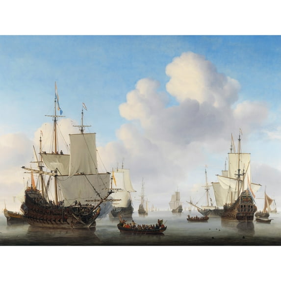 Van De Velde Dutch Ships In A Calm Sea Extra Large XL Wall Art Poster Print