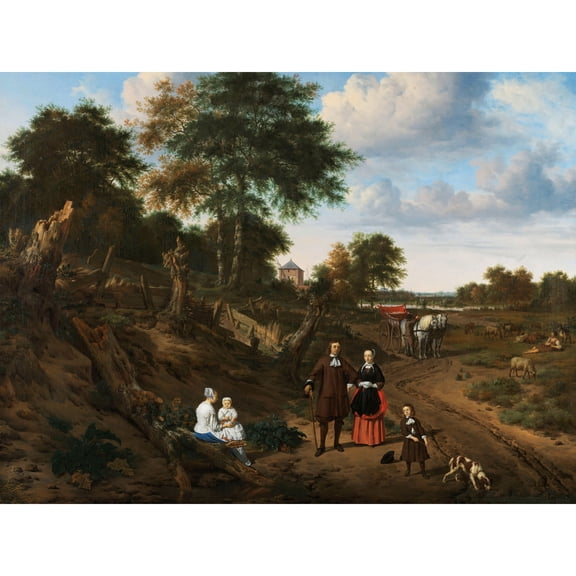 Van De Velde Portrait Couple With Two Children Extra Large XL Wall Art Poster Print