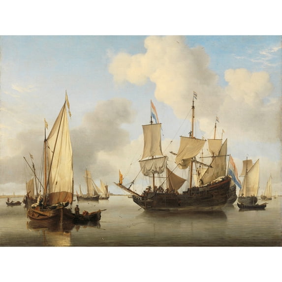 Van De Velde Ships At Anchor On Coast Extra Large XL Wall Art Poster Print