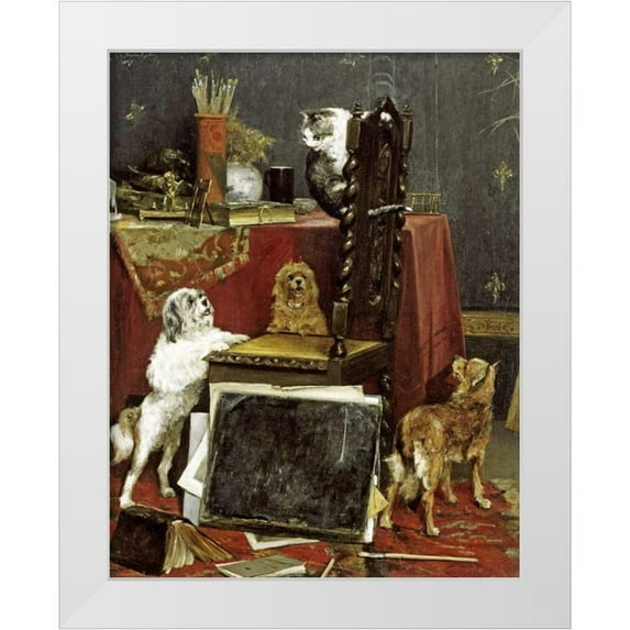 Van Den Eycken, Charles 15x18 White Modern Wood Framed Museum Art Print Titled - Chaos In The Studio