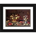 thumbnail image 1 of Van Der Ast, Balthasar 24x18 Black Ornate Wood Framed with Double Matting Museum Art Print Titled - A Basket of Grapes and Other Fruit, 1 of 4