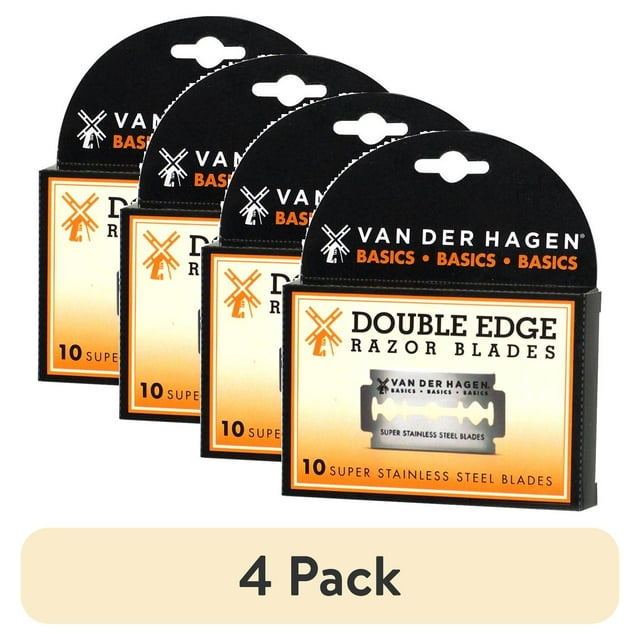(4 pack) Van Der Hagen Basics Double Edge Razor Blades, Stainless Steel