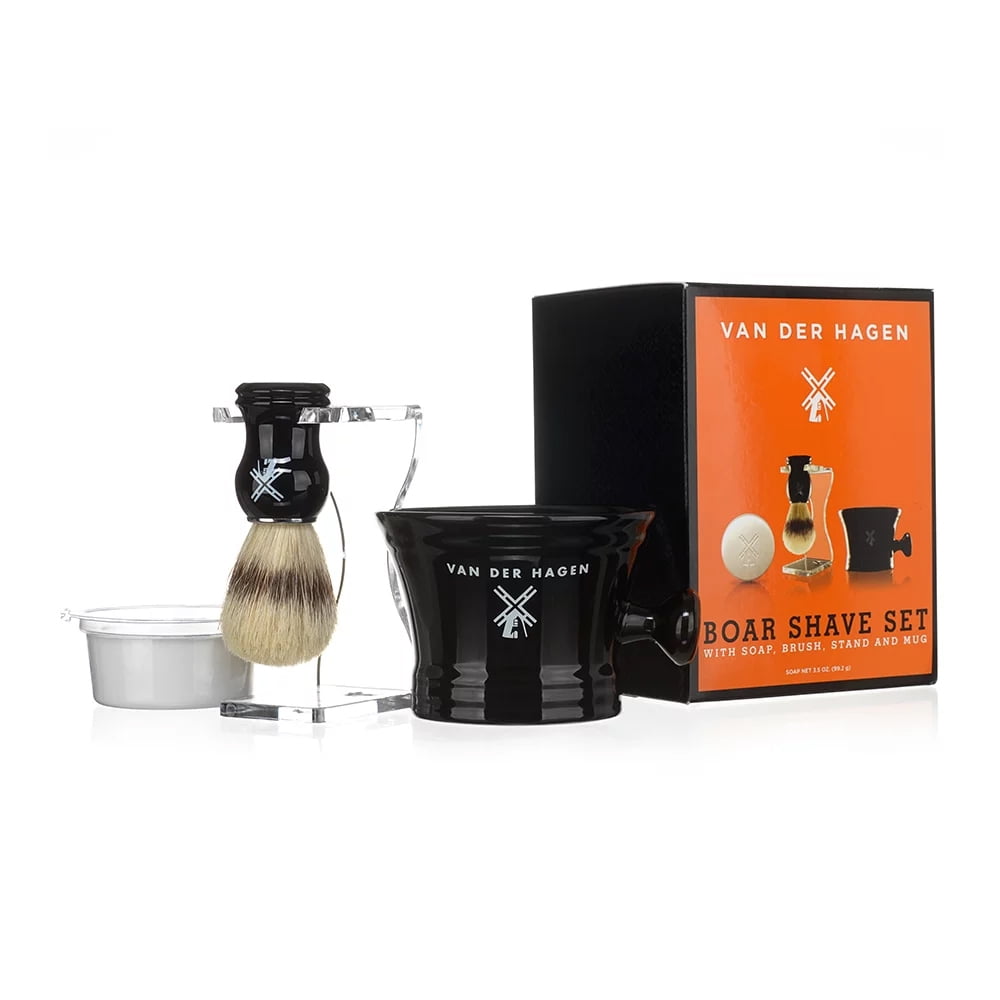 Van Der Hagen Men's Boar Shave Set, with Soap