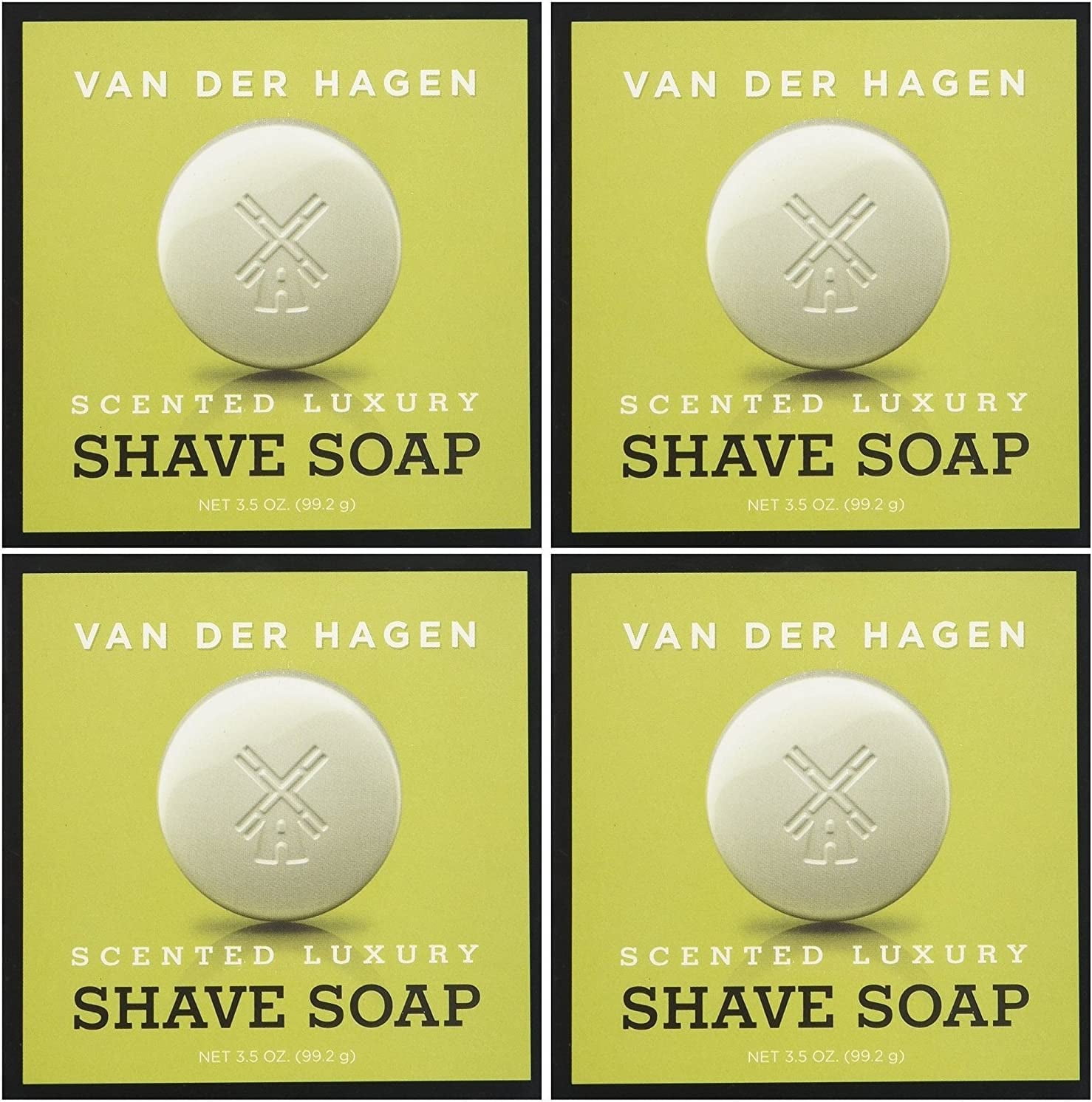 Van Der Hagen Men's Luxury Scented Shave Soap, 3.5 Ounce (Pack of 4