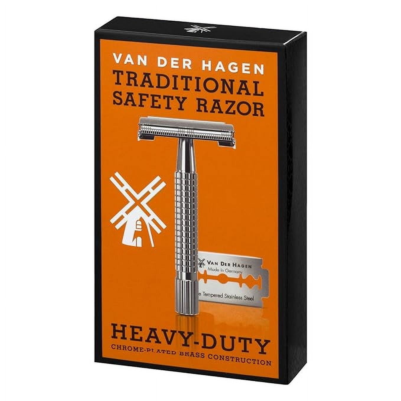Van Der Hagen® Men’s Traditional Safety Razor Kit (includes 5 blades), Chrome