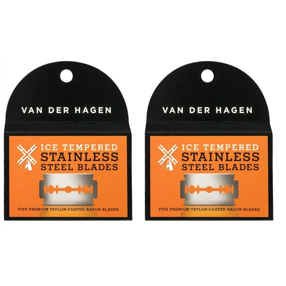 Van Der Hagen Stainless Steel Double Edge Razor Blades 5 Blades (Pack of 2)