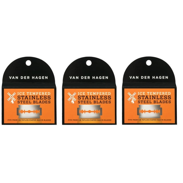 Van Der Hagen Stainless Steel Double Edge Razor Blades 5 Blades (Pack of 3)