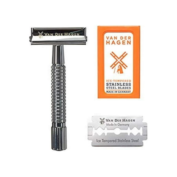 Van Der Hagen Traditional Safety Razor 85MM with 5 Stainless Steel Double Edge Razor Blades