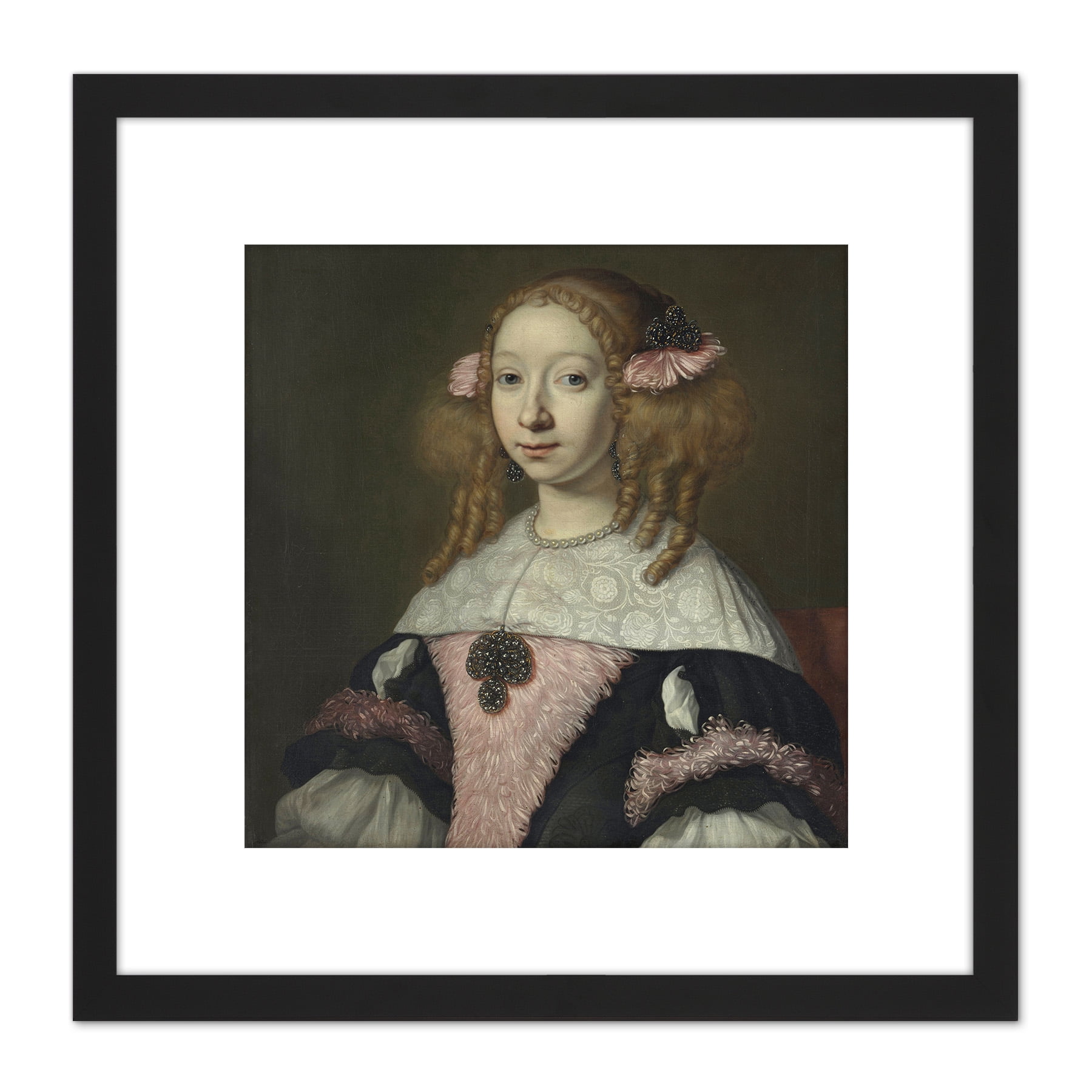 Van Der Helst Portrait Adriana Hinlopen Girl 8X8 Inch Square Wooden ...