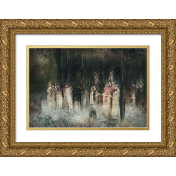 Van Der, Jan 18x13 Gold Ornate Wood Framed with Double Matting Museum Art Print Titled - The Public