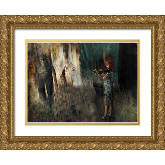 Van Der, Jan 18x14 Gold Ornate Wood Framed with Double Matting Museum Art Print Titled - Music
