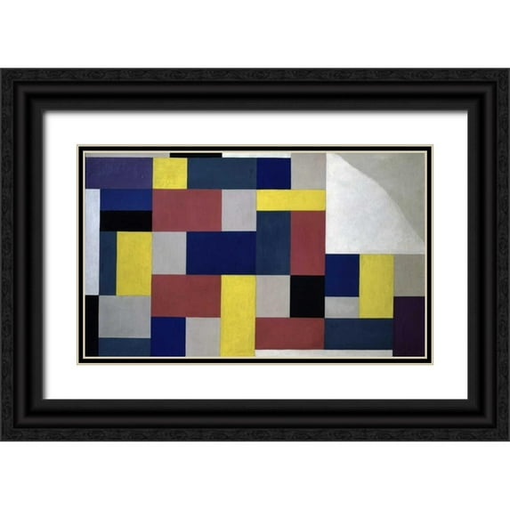 Van Doesburg, Theo 24x16 Black Ornate Wood Framed with Double Matting Museum Art Print Titled - Composition