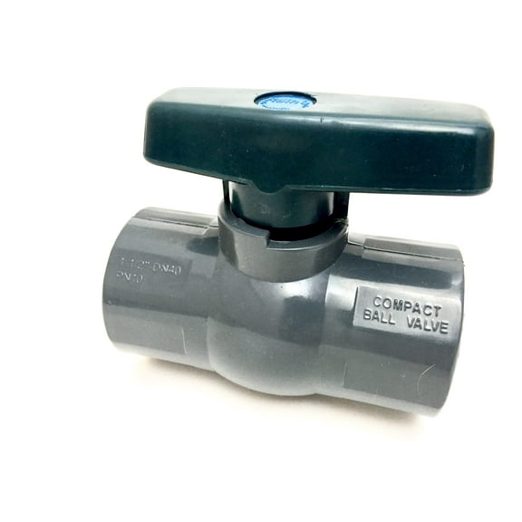 Van Enterprises 1.5" PRO Series PVC Ball Valve. Schedule 80. Full Port, Compact Octagonal Ball Valve [THREADED]