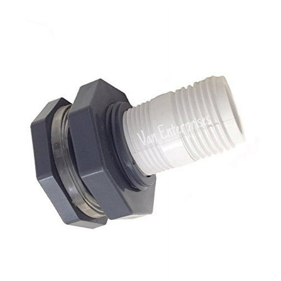 Van Enterprises 3/4" Bulkhead Fitting with Garden Hose Adapter Kit for Rain Barrels, Aquariums, Water Tanks, Tubs, Ponds