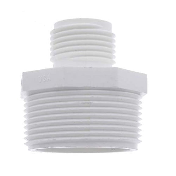 Van Enterprises PVC Garden Hose Adapter (Male 1.25" NPT x 3/4" GHT) for Sump Pump
