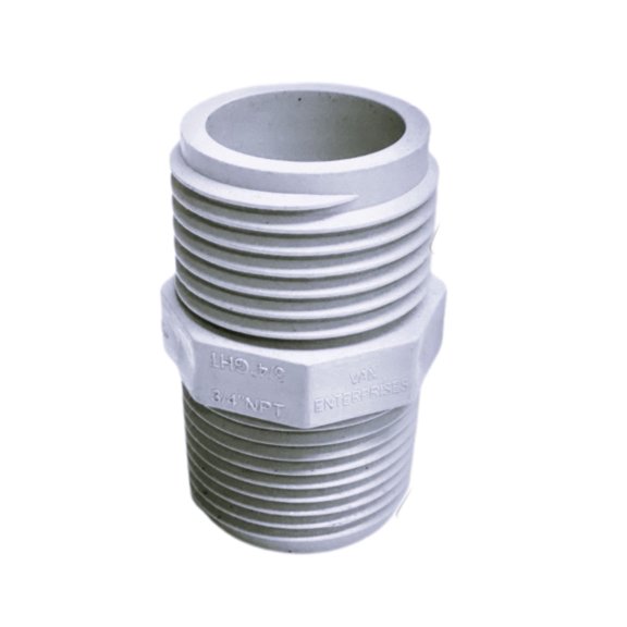 Van Enterprises PVC Garden Hose Adapter (Male 3/4" NPTx 3/4" GHT)