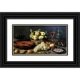 thumbnail image 1 of Van Es, Jacop Fobsen 14x9 Black Ornate Wood Framed with Double Matting Museum Art Print Titled - Still Life With Seafood, 1 of 4