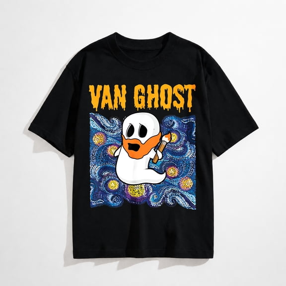 Van Ghost Art Teacher Halloween Van Gogh Starry Night T-Shirt