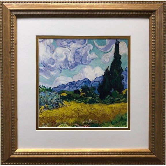 Van Gogh "A Wheatfield with Cypresses" Framed Art Print Generic