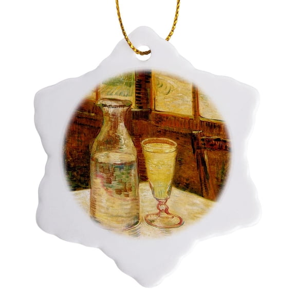 3drose, Van Gogh - Absinth, 3 inch Snowflake Porcelain Ornament