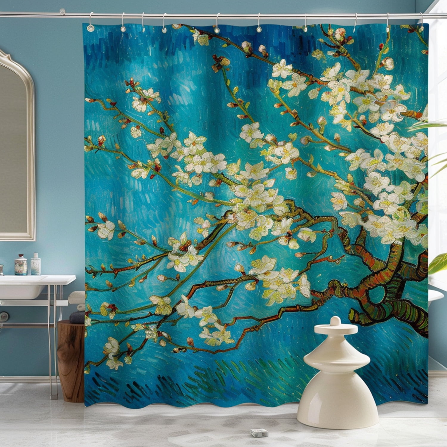 Van Gogh Almond Blossom Shower Curtain Blue Background High Resolution ...
