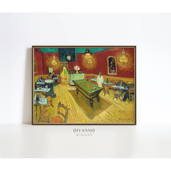 Van Gogh Art Print, The Night Café, Oil Reproduction, Fine Art Living Room Decor, Cafe, Colorful,Gift Art #3468, Unframed Canvas Size 24x36