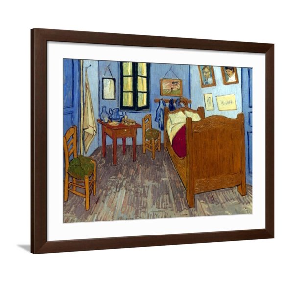 Art.com Van Gogh: Bedroom, 1889 Giclee Print by Vincent van Gogh, Brown Frame Wall Art, 40" x 32"