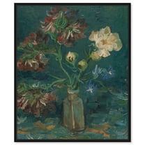 Van Gogh Blau Van Gogh Classic Fields And Floral Canvas Wall Art by Art Remedy, Black Floater Frame, 16"x20"