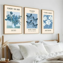 Van Gogh Blue Poster Prints Set of 3, Blue Lavender Flower Market Wall Art Picasso Butterfly Aesthetic Canvas Paintings Decor Artwork for Teen Girls Dorm Bedroom Living Room