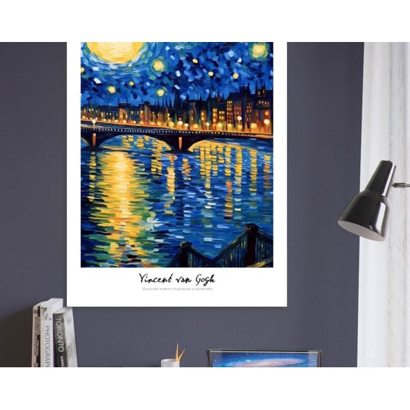 Van Gogh Blue Yellow Night Landscape Exhibition Poster Print Abstract Gallery Wall Art Museum Poster Print, 8x12 UNFRAMED