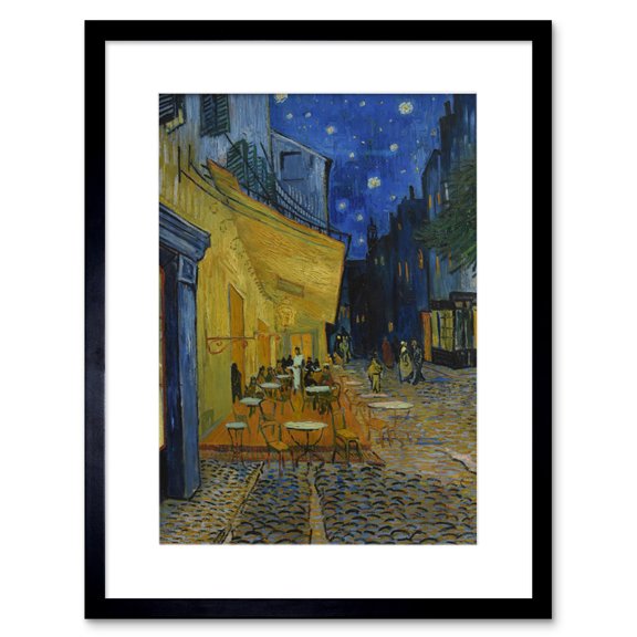 Van Gogh Cafe Terrace at Night Place du Forum Painting Artwork Framed Wall Art Print 9X7 Inch