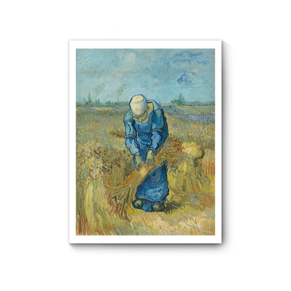 Van Gogh Canvas Print Wall Art, Famous Oil Painting Art Prints Reproduction Peasant Woman Binding Sheaves, After Millet