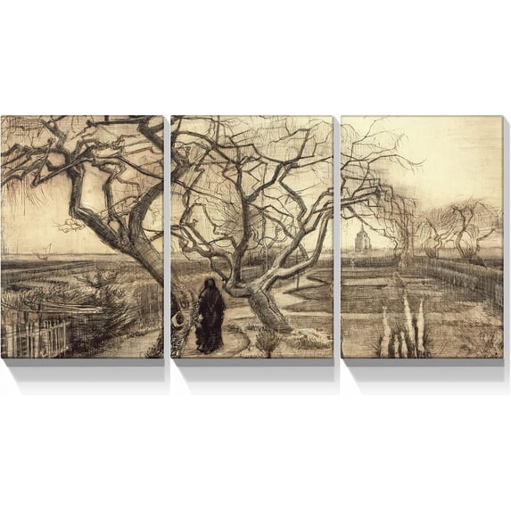Van Gogh Canvas Wall Art Decor 3 Panels 12x16 Inch Vintage Oil Painting Artwork Reproduction Picture Prints Gallery Wrapped Triptych Room Decoration