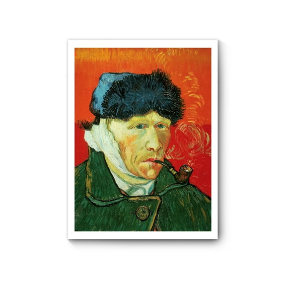 Van Gogh Canvas Wall Art, Self Portrait with Bandaged Ear and Pipe, Famous Oil Painting Art Prints Reproduction