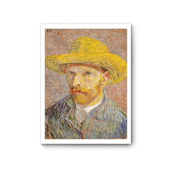 Van Gogh Canvas Wall Art, Self Portrait with a Straw Hat, Famous Oil Painting Art Prints Reproduction, Modern Artwork Canvas Poster