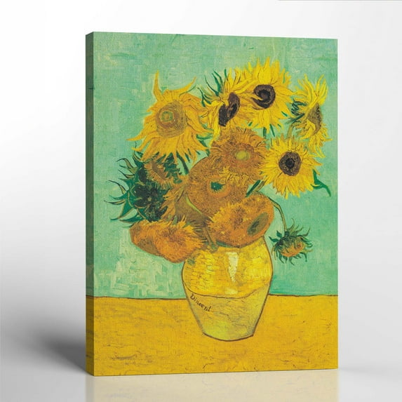 Van Gogh Canvas Wall Art, Twelve Sunflowers Canvas Print, sunflower canvas wall art, Van Gogh sunflowers, Ready To Hang for Living Room Home Wall Decor 11x14