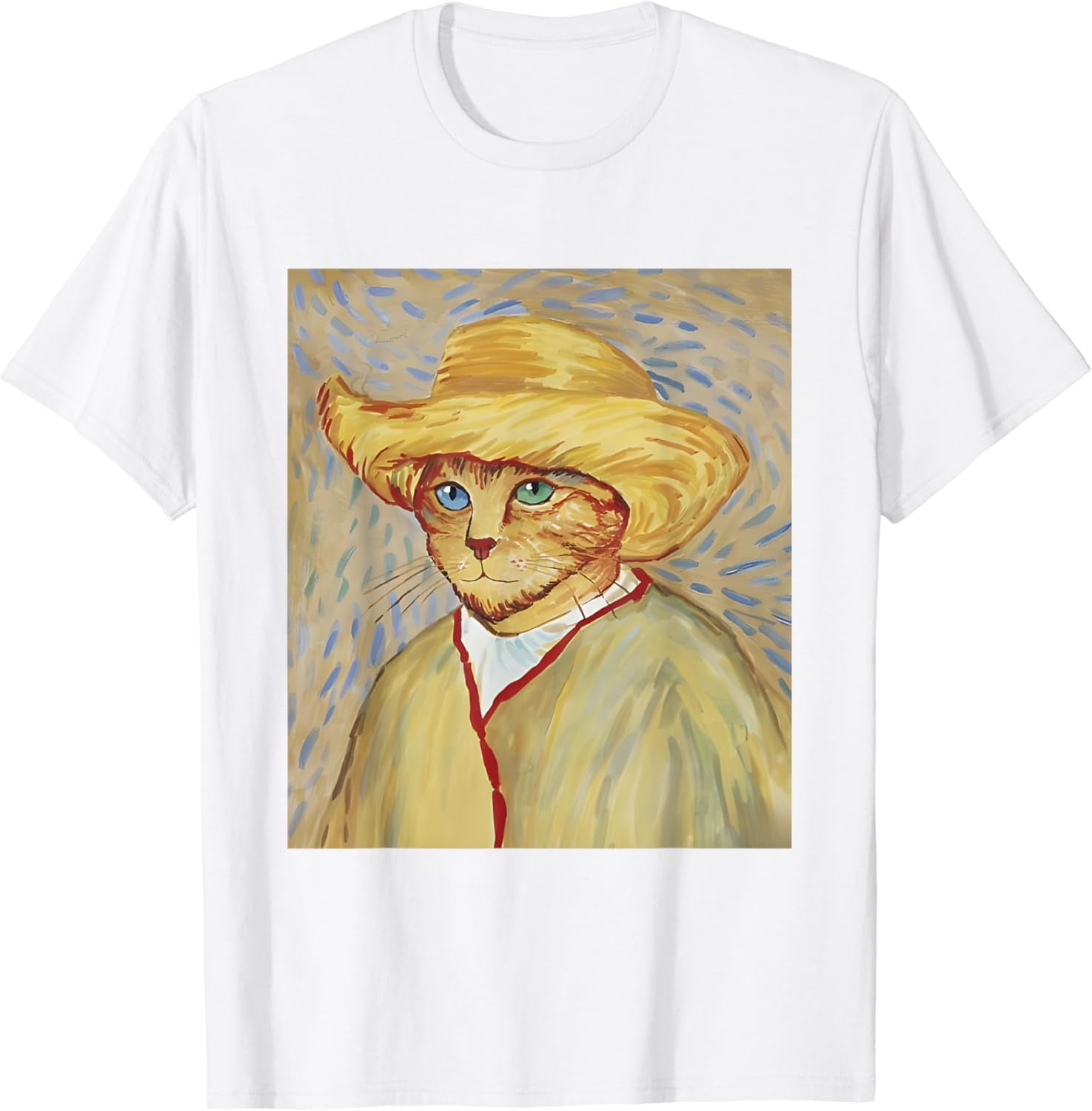 Van Gogh Cat Portrait Famous Starry Night Van Gogh Painting TShirt