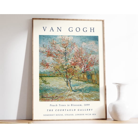Van Gogh Exhibition Poster Peach Trees in Blossom Floral Wall Art