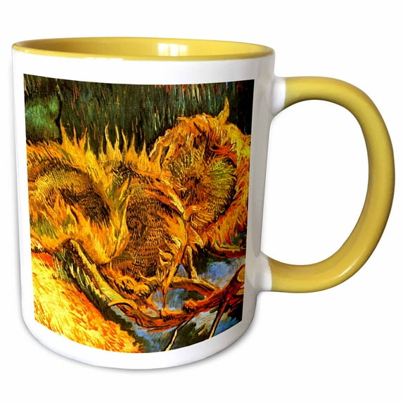 3drose, Van Gogh - Four Sunflowers, 11oz Two-tone Yellow Mug