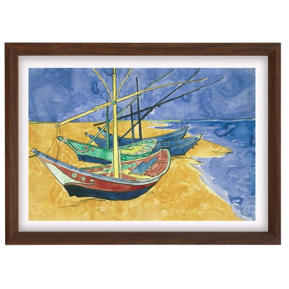 Van Gogh Framed Wall Art Print Boats At Saintes-Maries Classic Wall Decor Vintage Art Room Decor