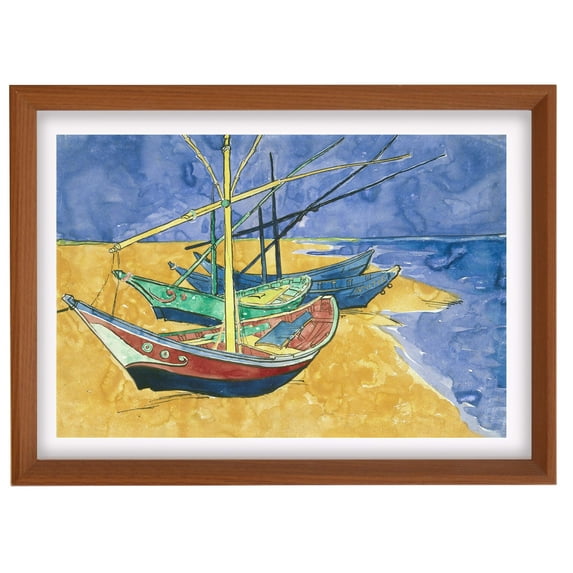 Van Gogh Framed Wall Art Print Boats At Saintes-Maries Classic Wall Decor Vintage Art Room Decor