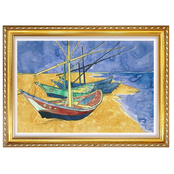 Van Gogh Framed Wall Art Print Boats At Saintes-Maries Classic Wall Decor Vintage Art Room Decor