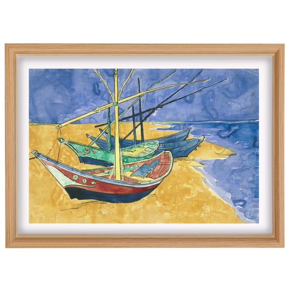 Van Gogh Framed Wall Art Print Boats At Saintes-Maries Classic Wall Decor Vintage Art Room Decor