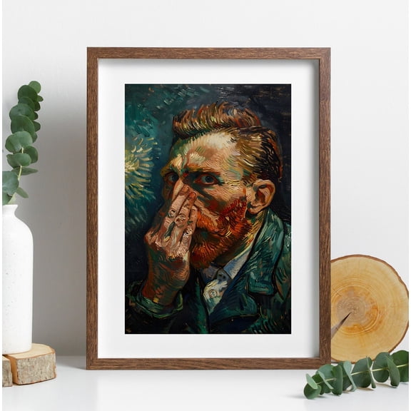 Van Gogh Funny Face Stinky Bathroom Wall Art Vintage Humorous Portrait Antique Funny Bathroom Wall Decor Primitive Classic Toilet Art Unframed Paper Print