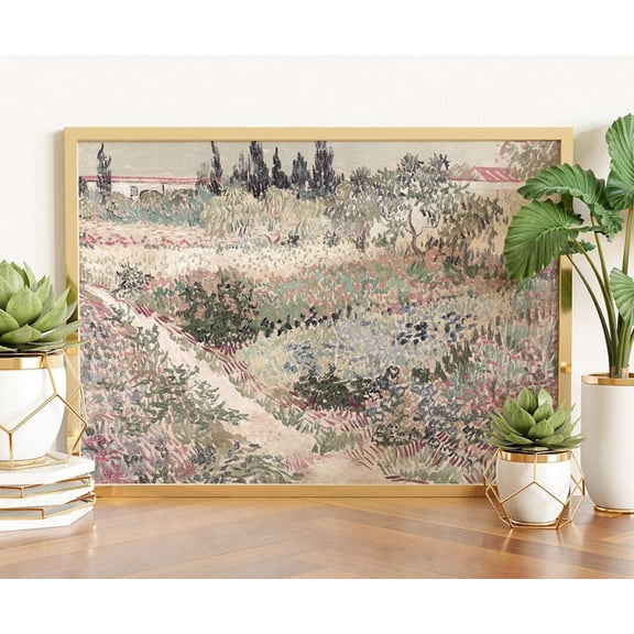 Van Gogh 'Garden At Arles' Print: Vintage Spring Flower Field Art #2961, Unframed Canvas Size 8x12