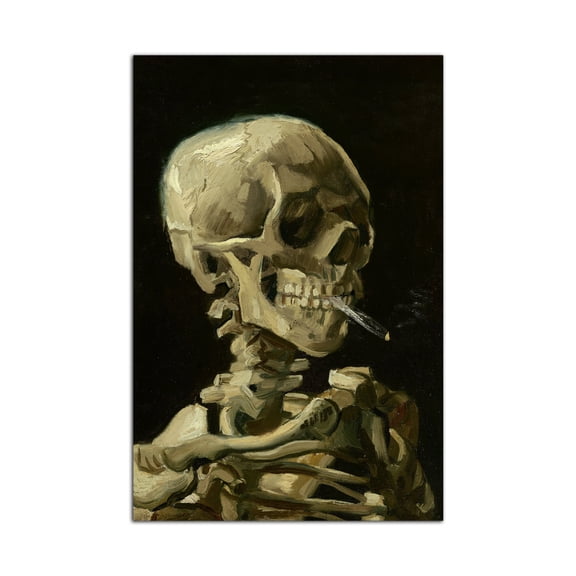 Van Gogh Head of A Skeleton with A Burning Cigarette Poster Wall Art Picture Print Canvas Painting Home Bedroom Bathroom Decor Poster