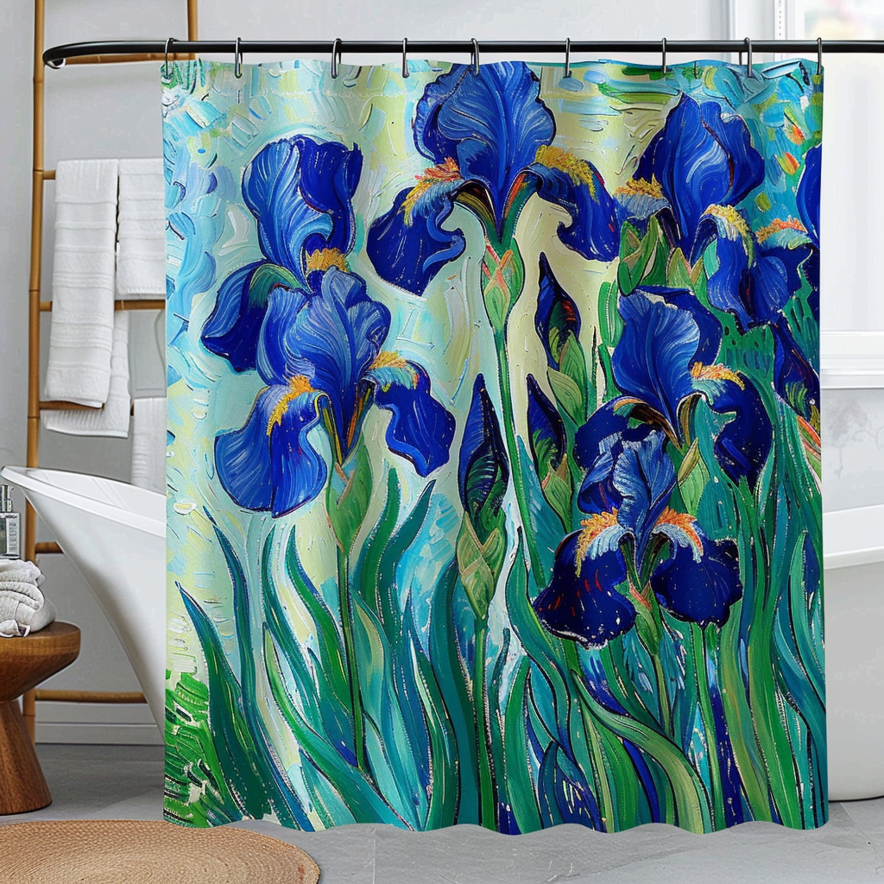 Van Gogh Inspired Iris Flower Garden Shower Curtain Artistic Bathroom ...