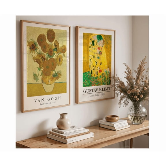 Van Gogh Klimt Poster Set, Famous Museum Wall Art Home Decor Office Wall Art Set 2 Set 2