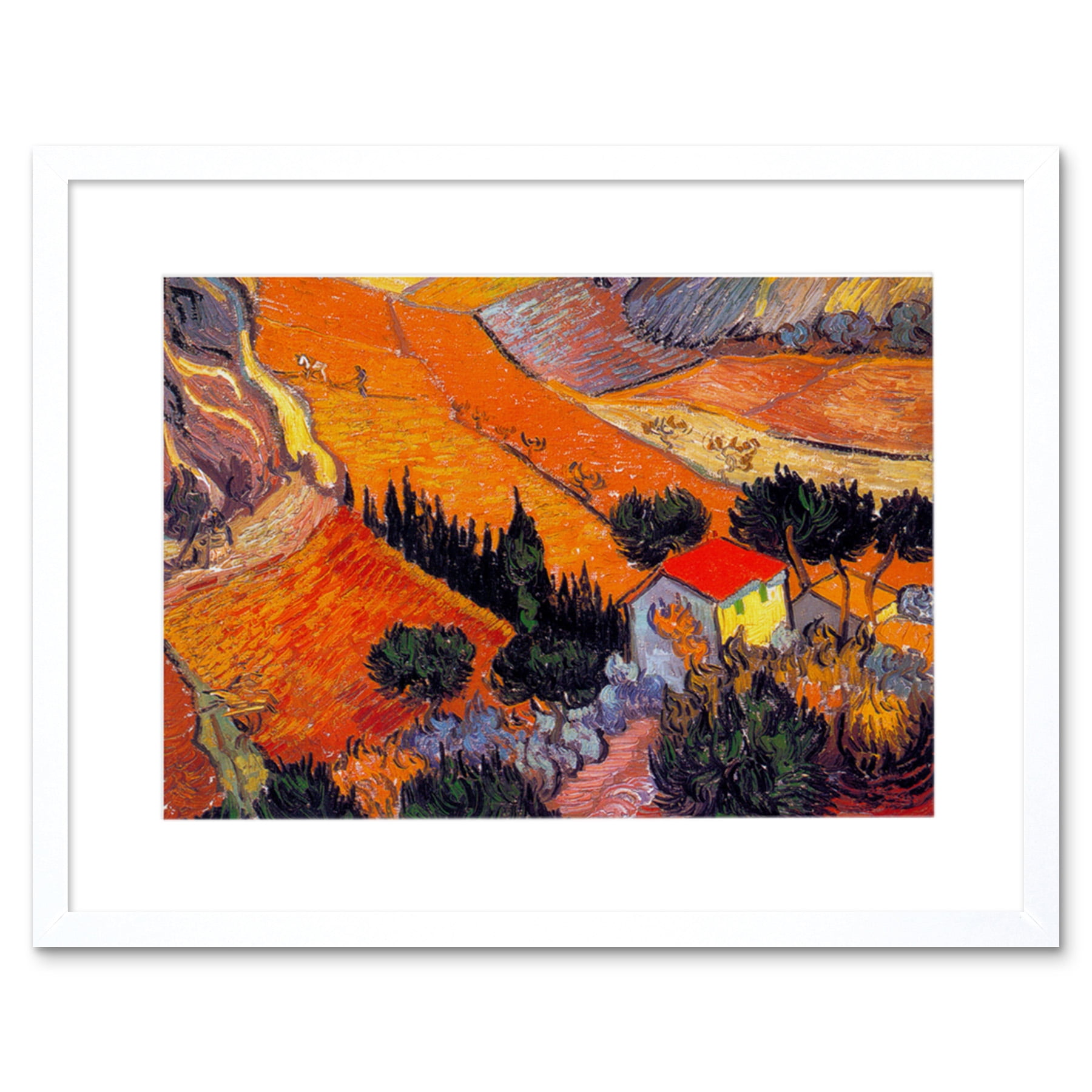 Reproduction Tableau Van Gogh "Campement Tsigane Avec Calèche" - Encadrée 9x7 Pouces (21x26cm)