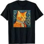 Van-Gogh Meets Orange Tabby: Funny Cat Portrait Famous Art T-Shirt